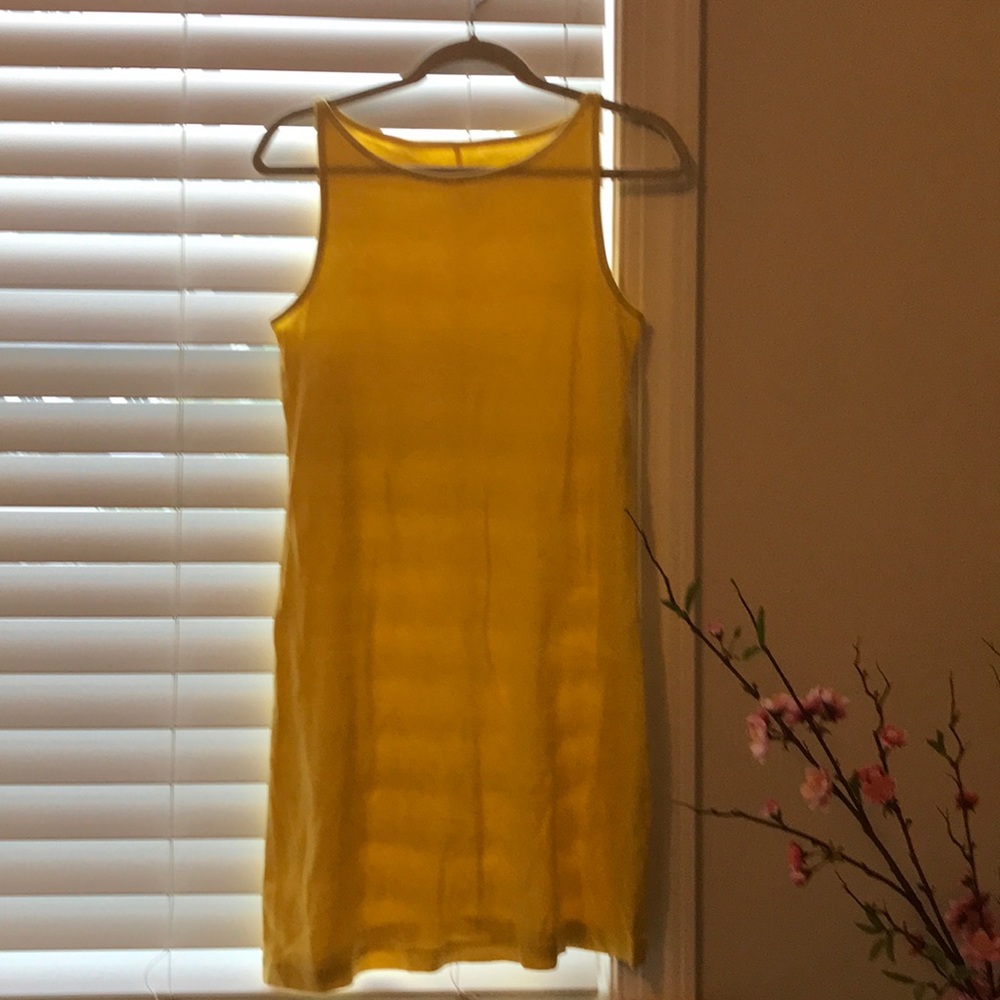 Andrea Jovine Yellow A-line Tank Cotton Midi Dress